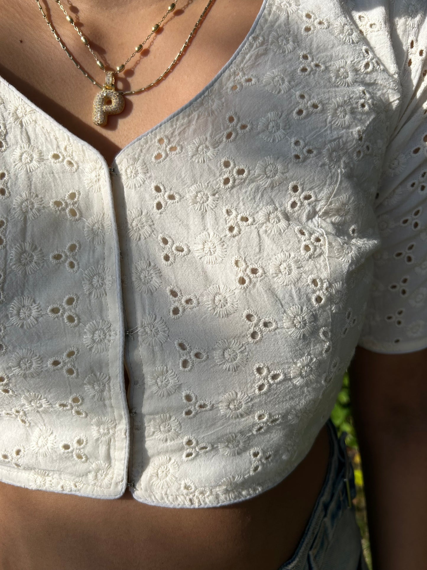 Daisy Eyelet Crop Top