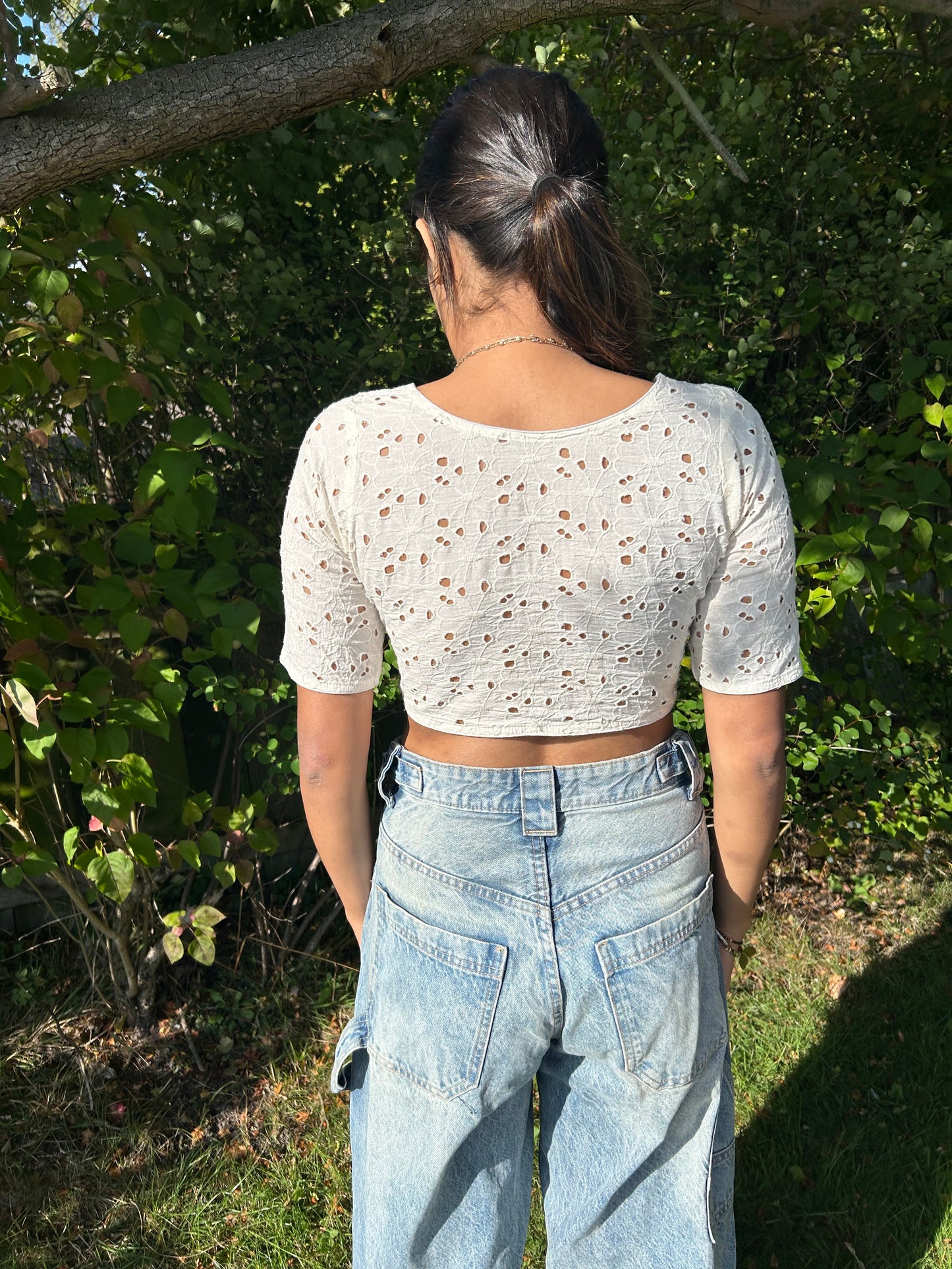 Floral Eyelet Crop Top