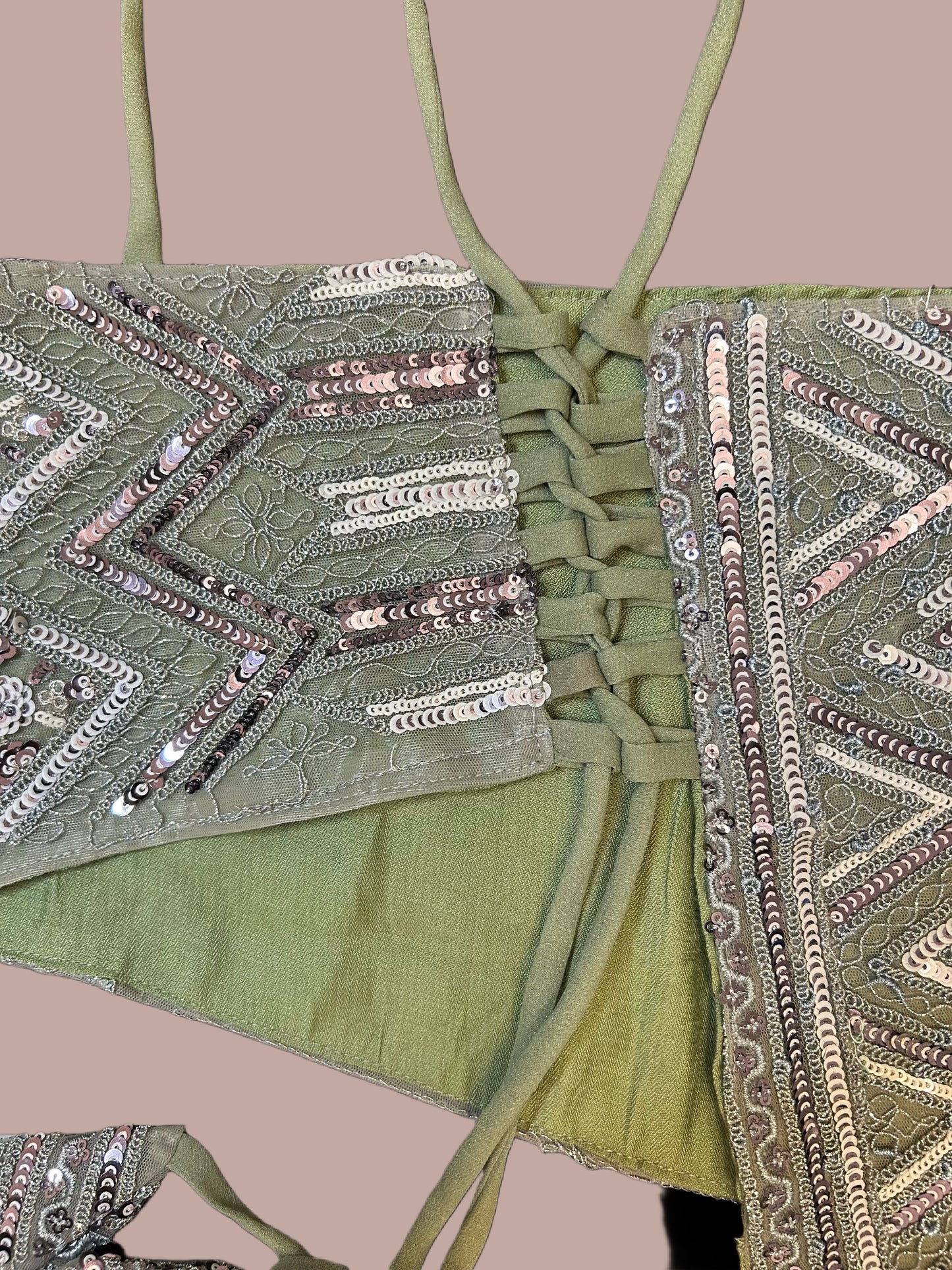 Green Asymmetric Crop Top