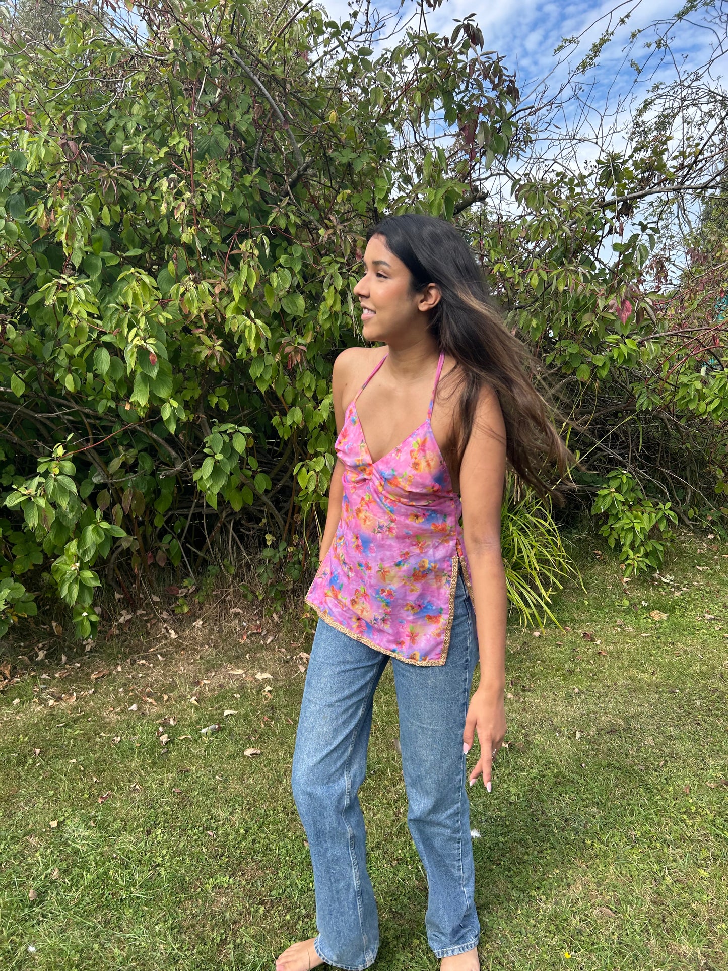 Floral printed halter neck