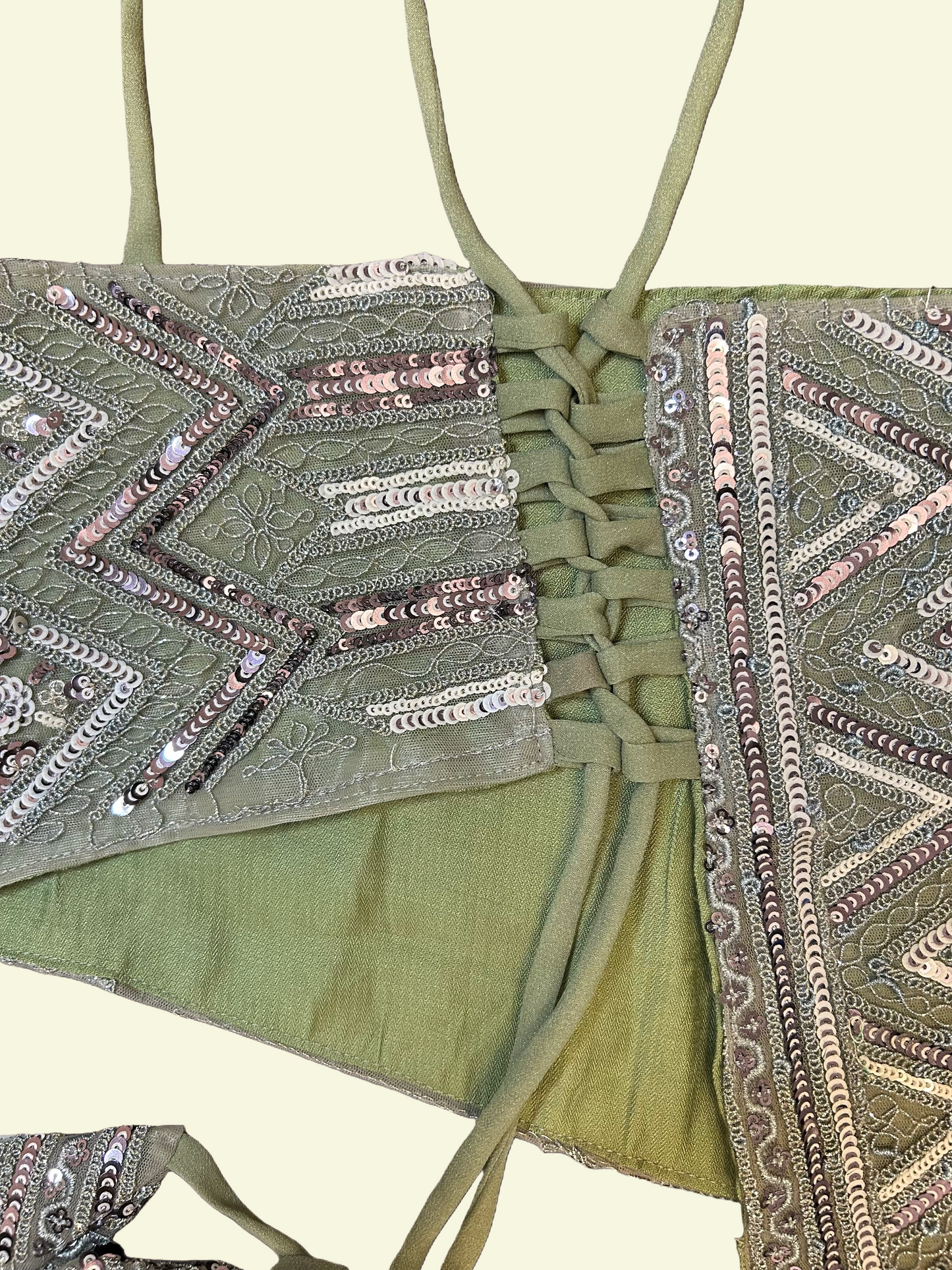 Green Asymmetric Crop Top