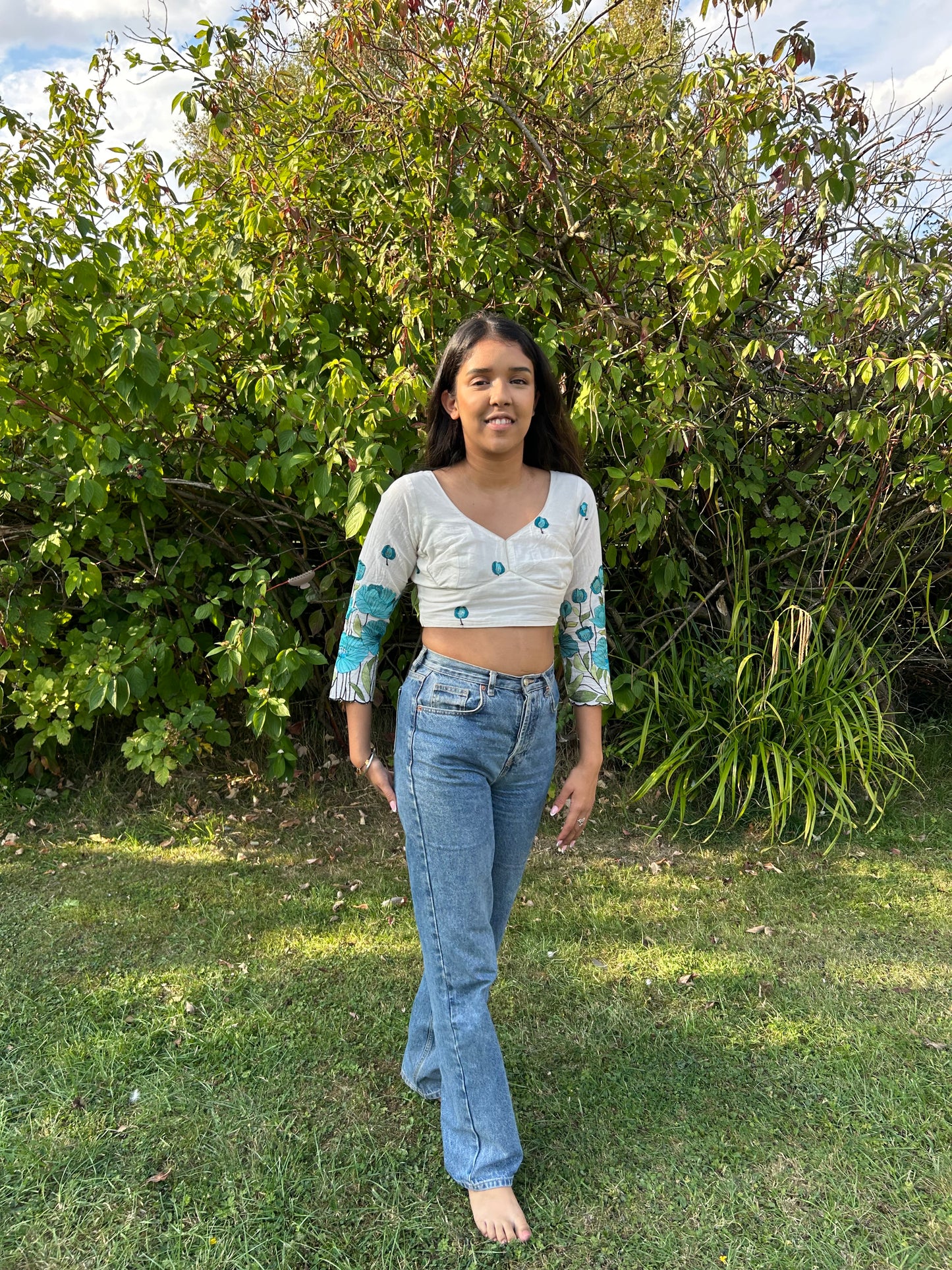 Chikankari cotton crop top