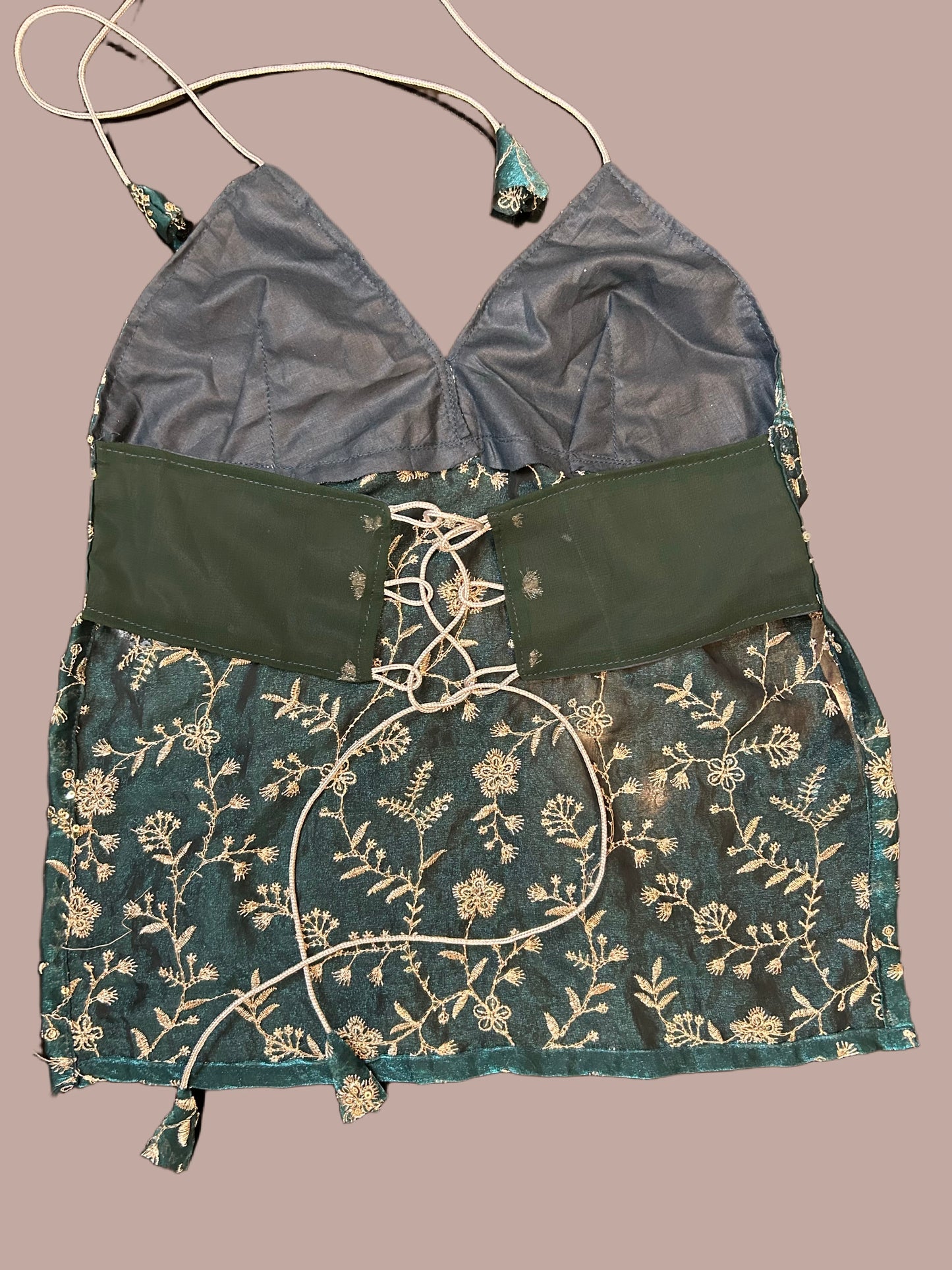 Green Sequin Halter Neck