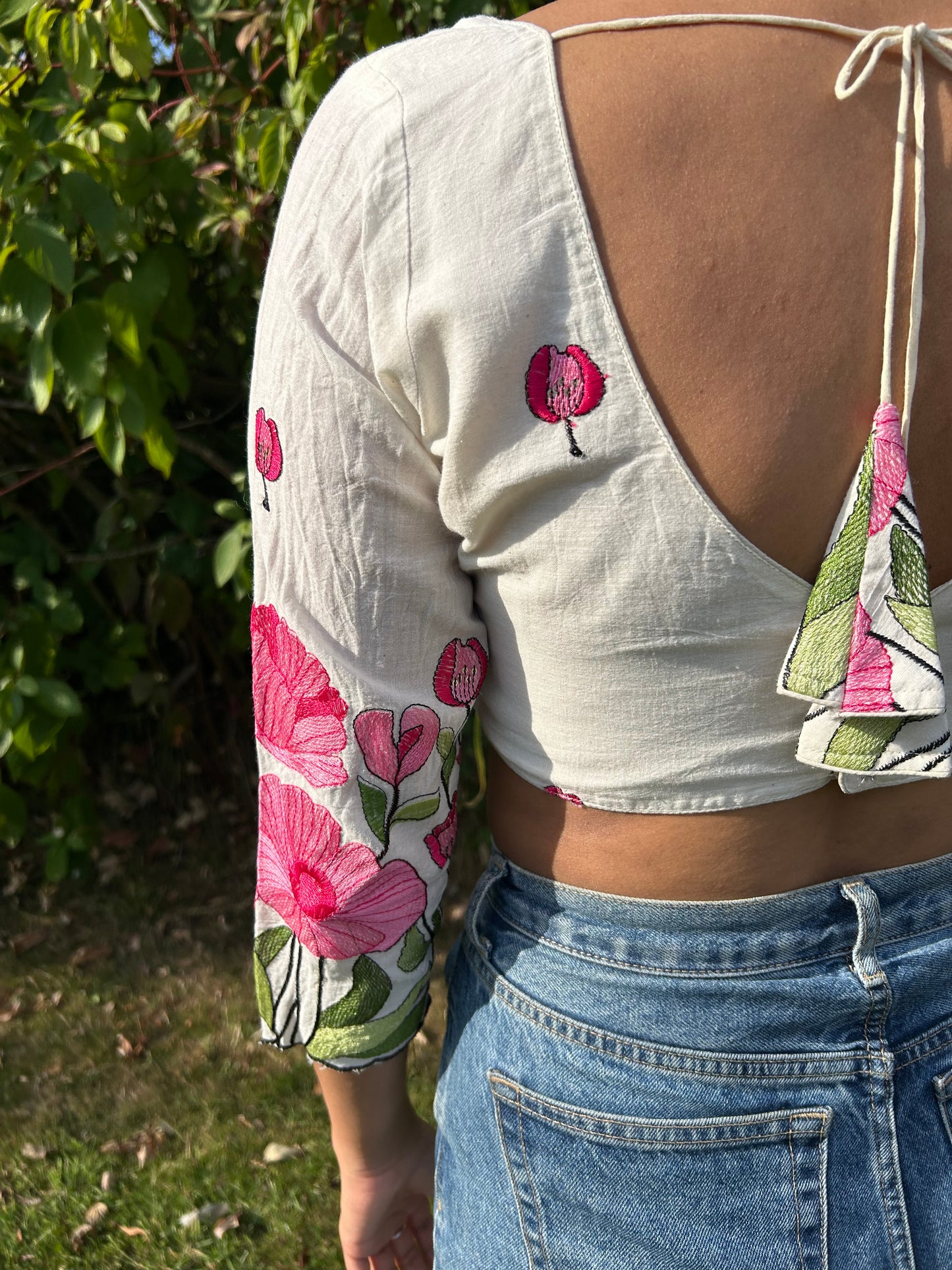 Chikankari cotton crop top