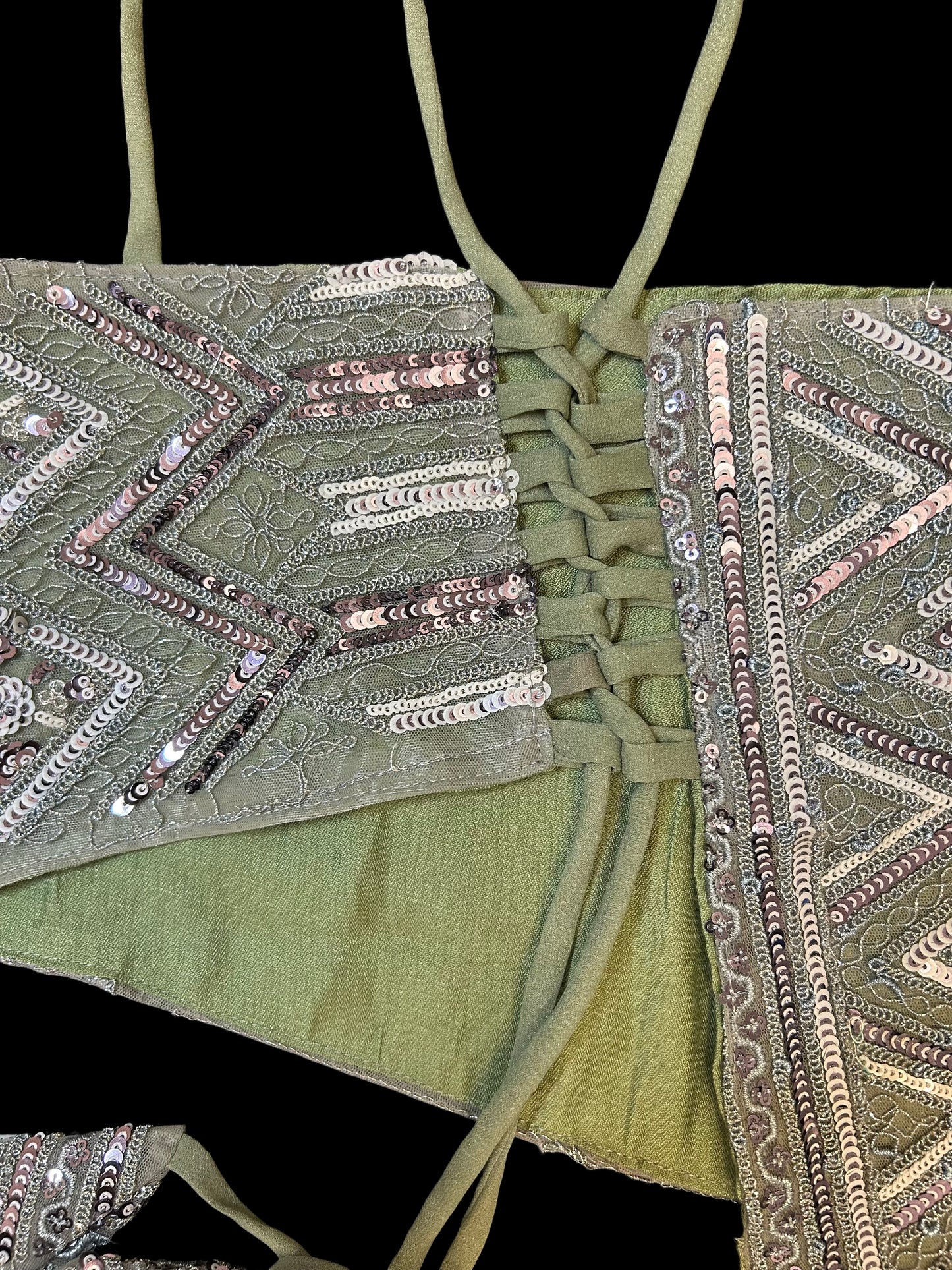 Green Asymmetric Crop Top