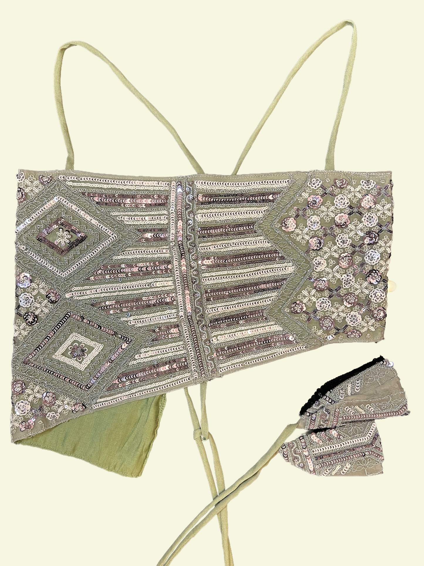 Green Asymmetric Crop Top