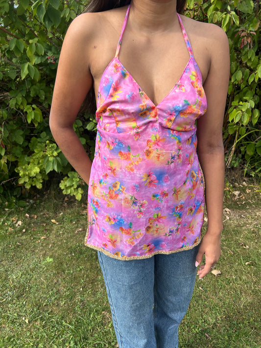 Floral printed halter neck