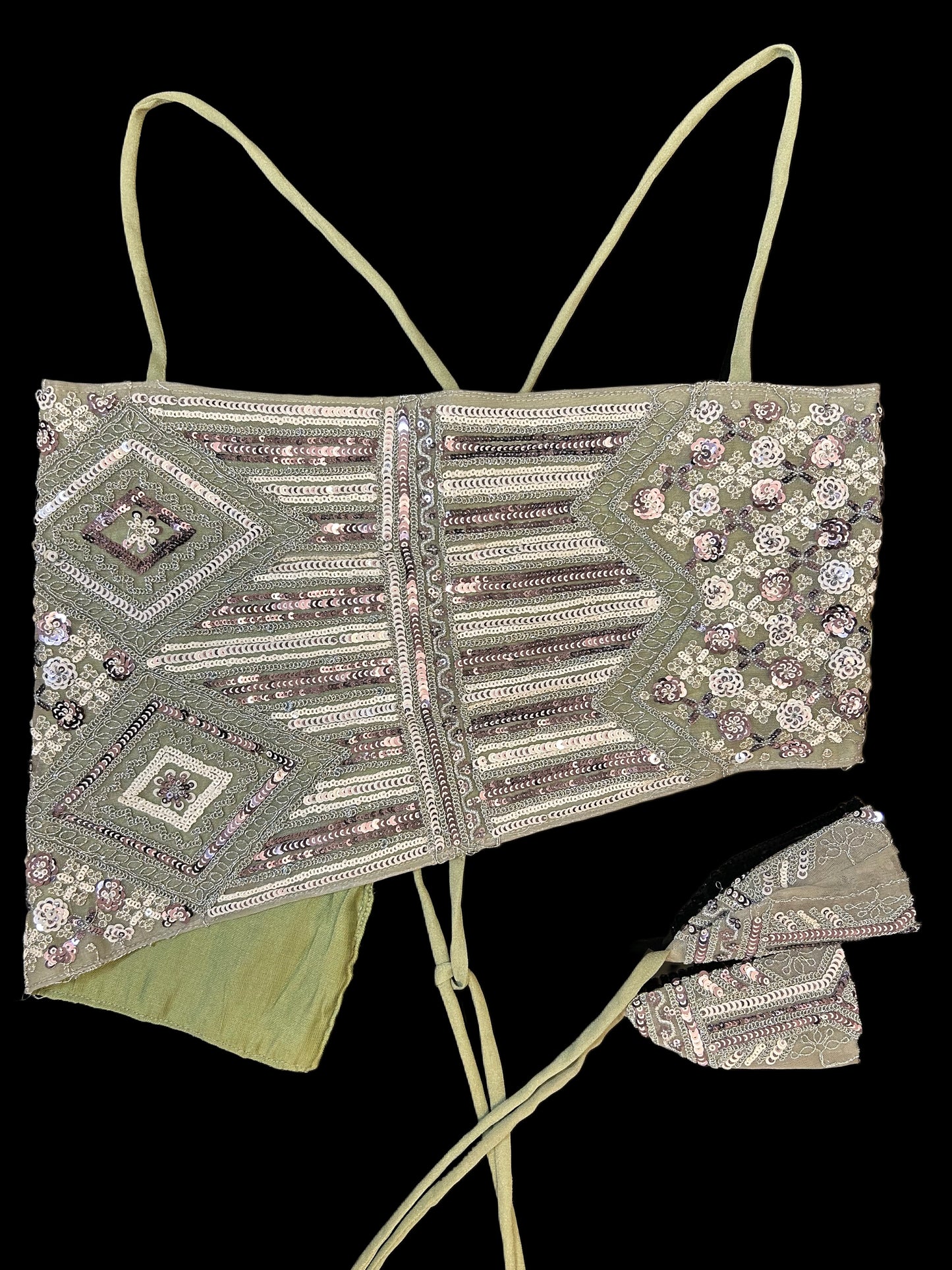 Green Asymmetric Crop Top