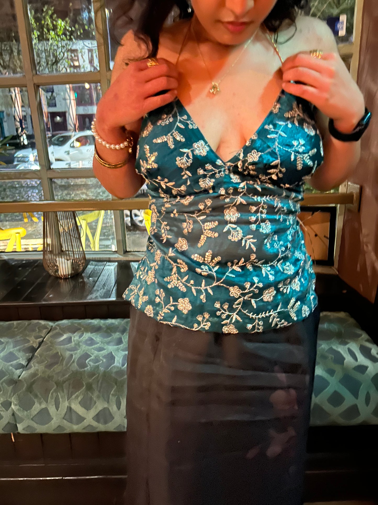 Green Sequin Halter Neck