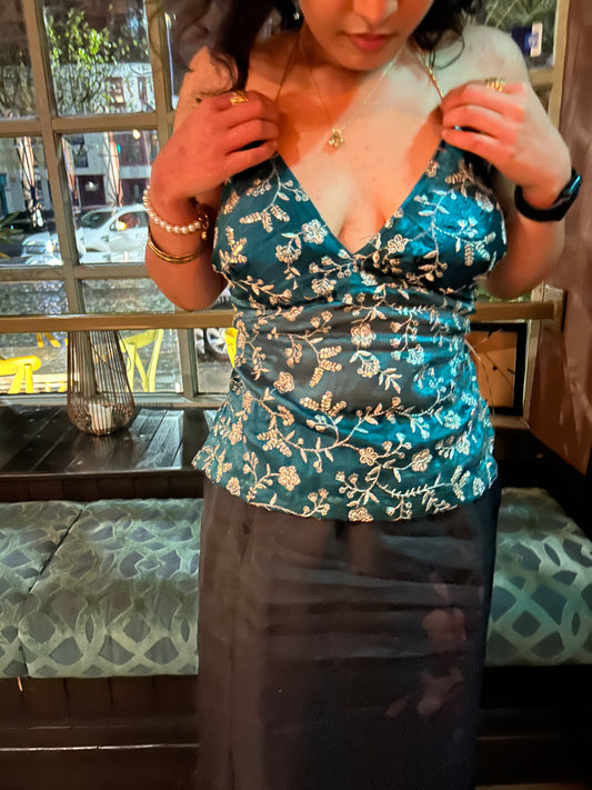 Green Sequin Halter Neck