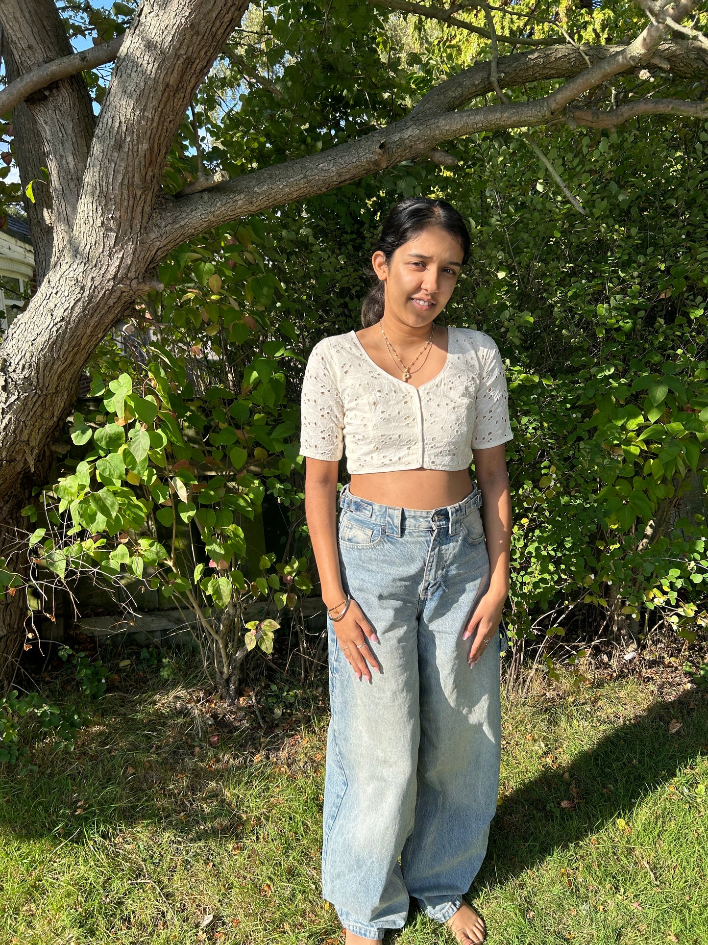 Floral Eyelet Crop Top