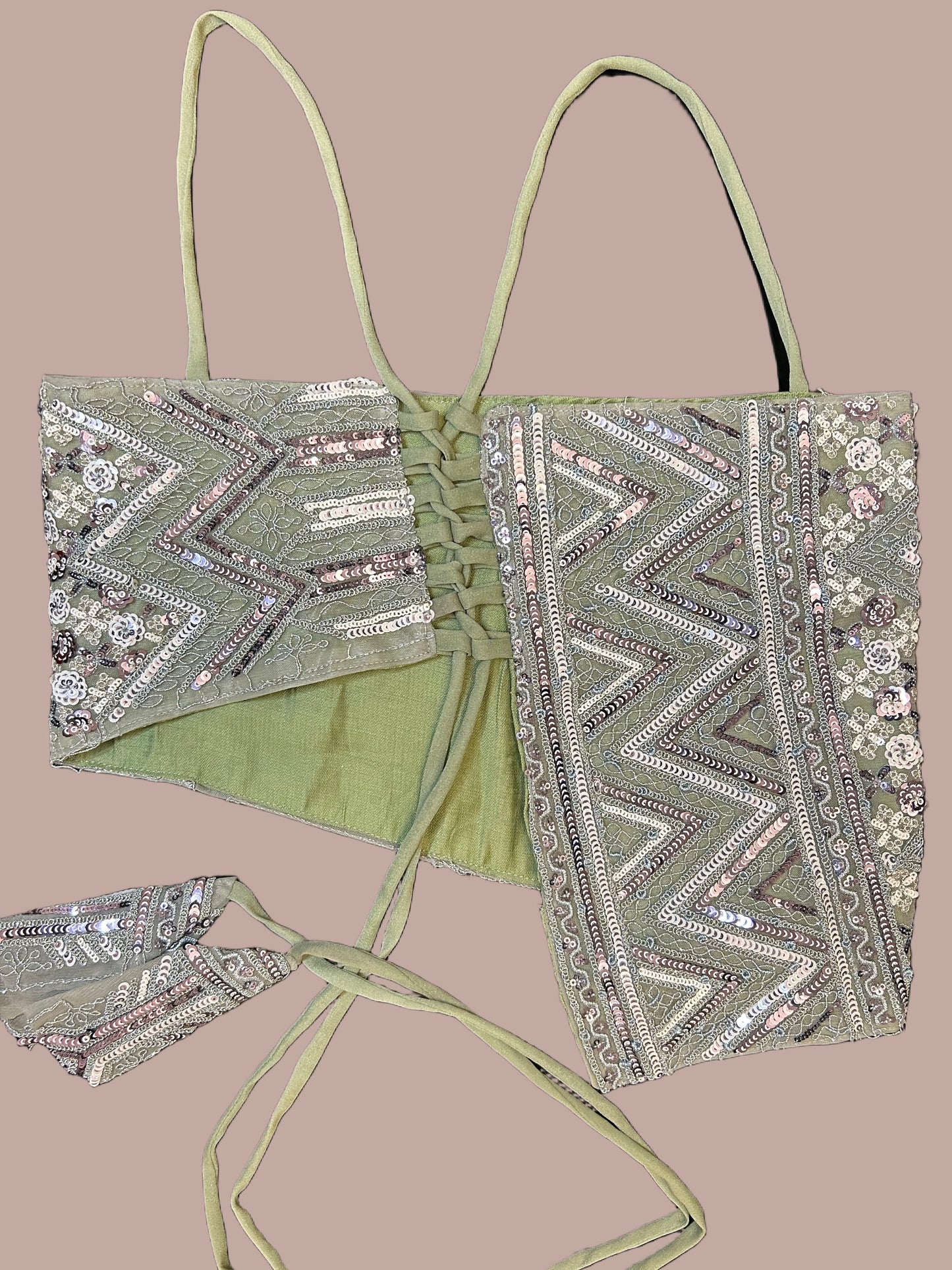 Green Asymmetric Crop Top