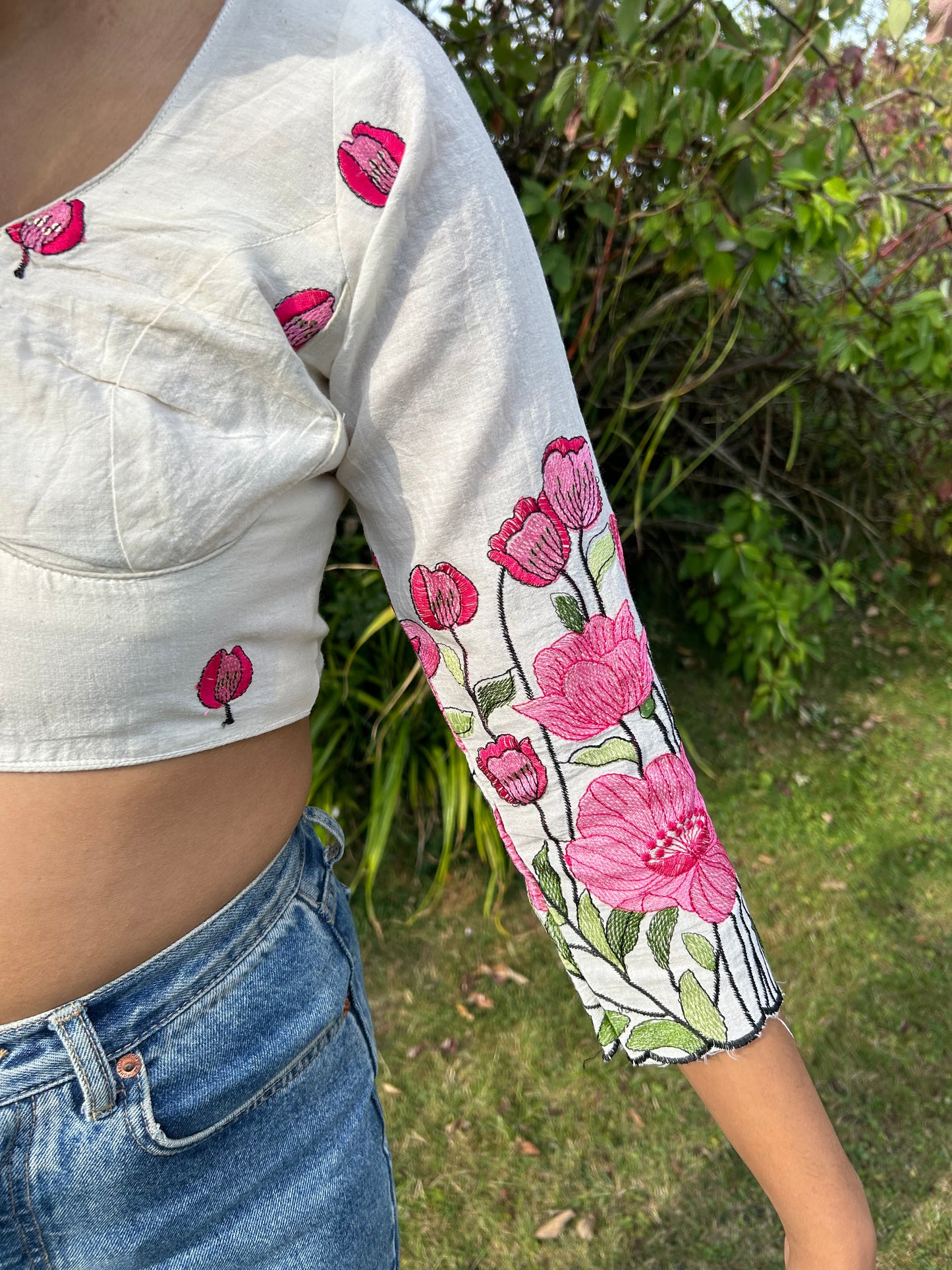 Chikankari cotton crop top