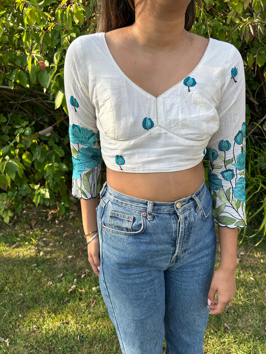 Chikankari cotton crop top