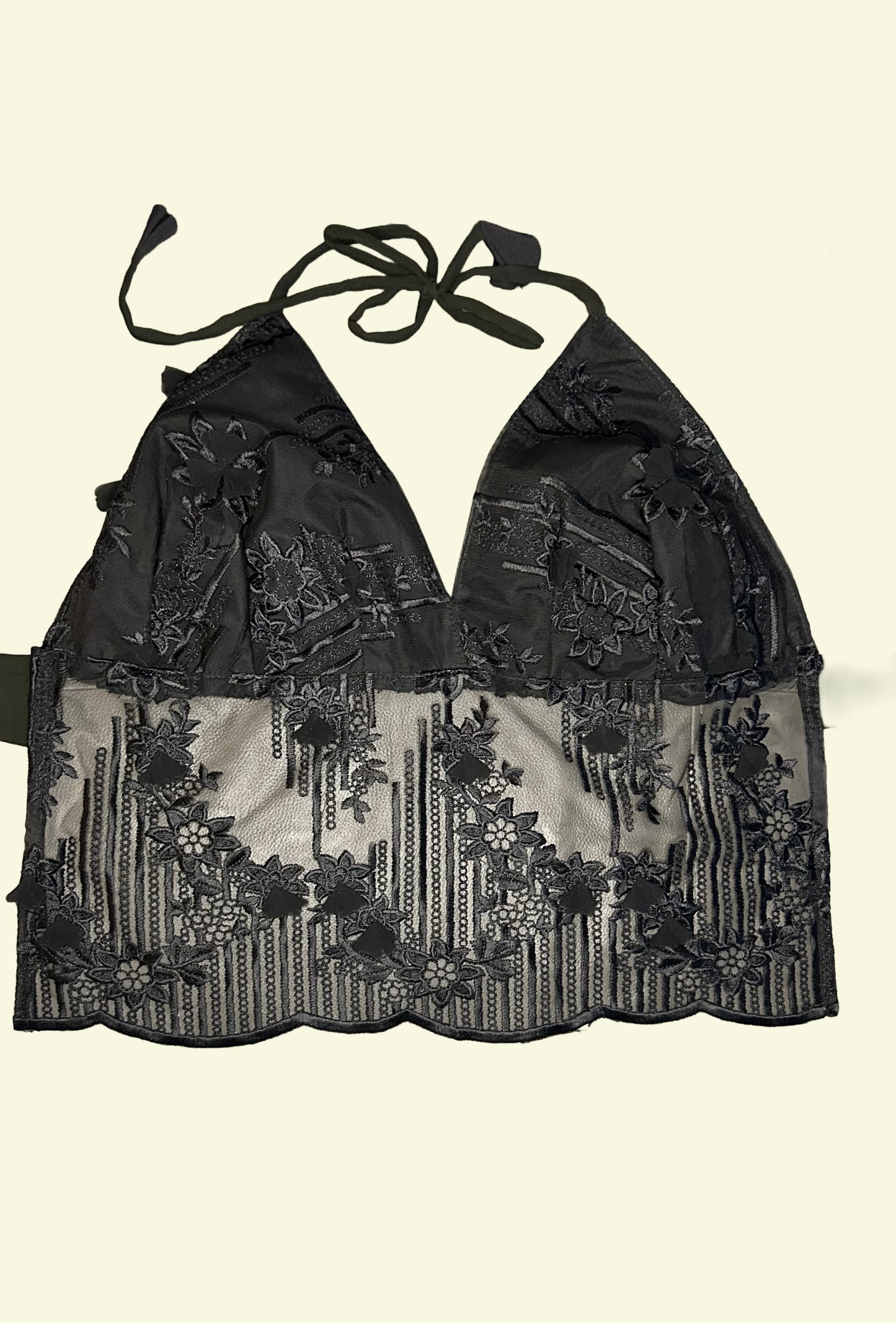 Black Lace Halter Neck