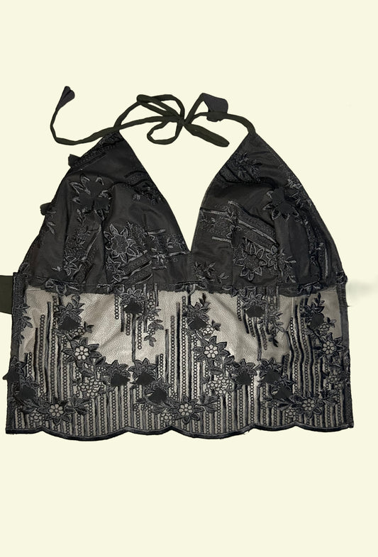 Black Lace Halter Neck