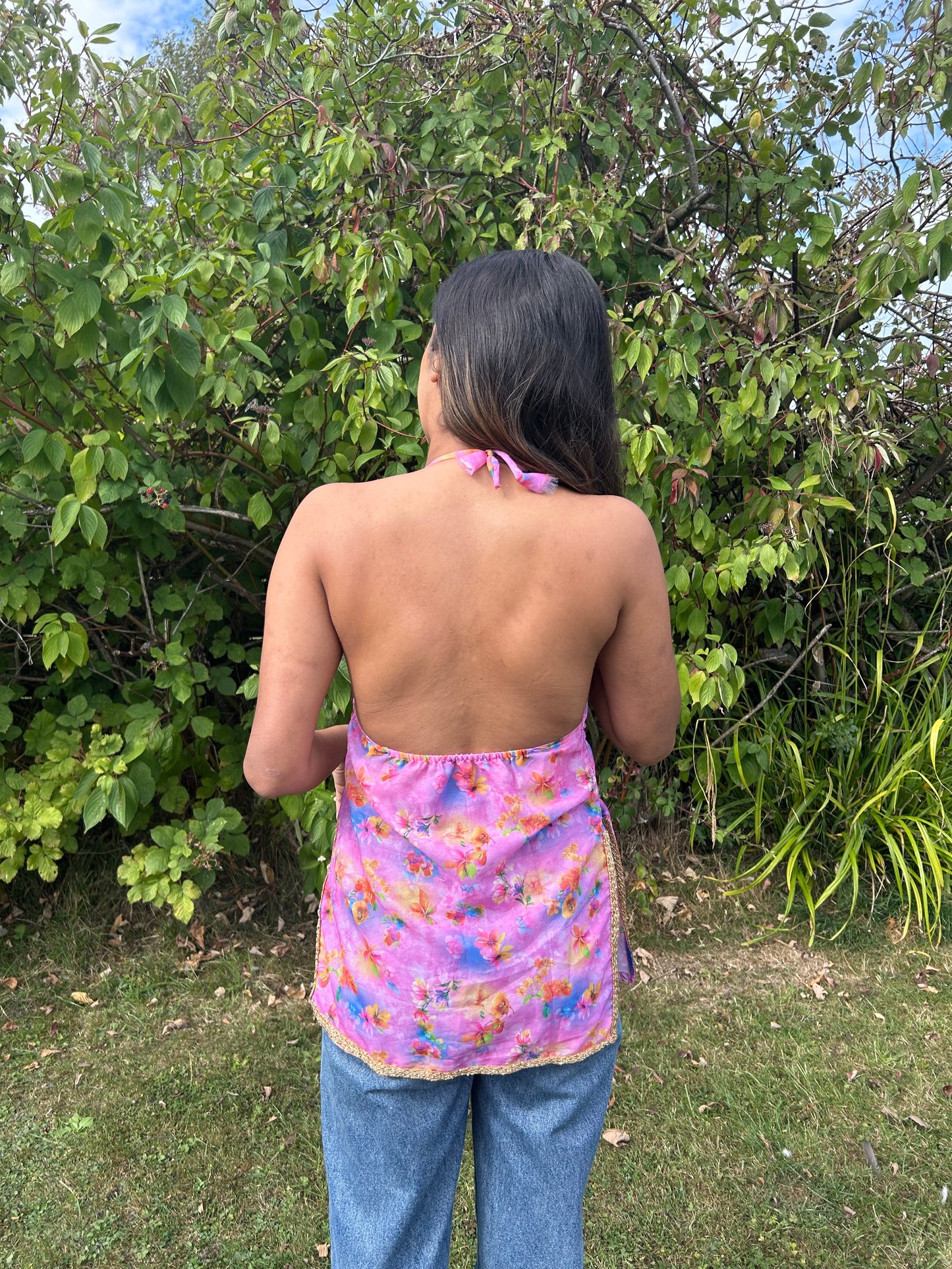 Floral printed halter neck