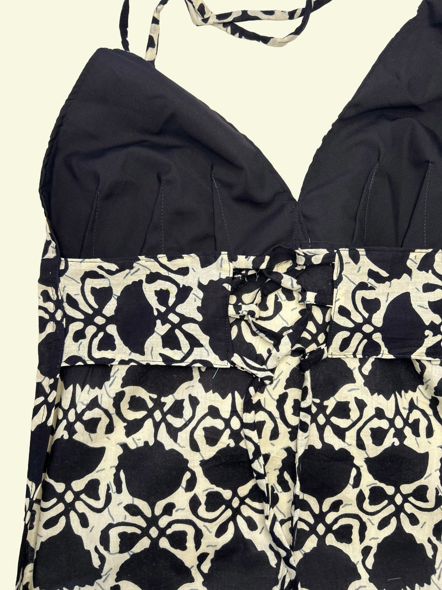 Black and white halter neck