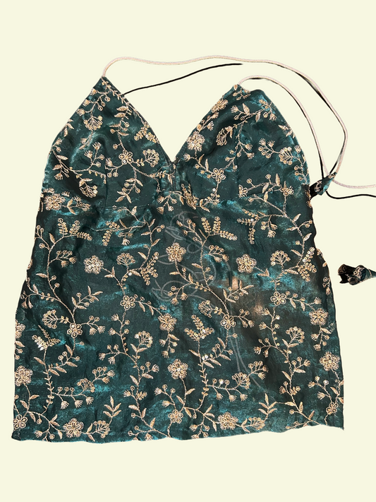 Green Sequin Halter Top