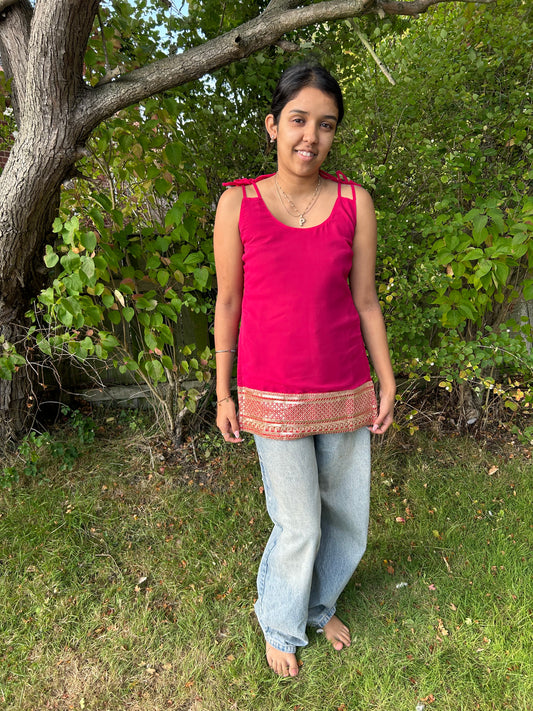 Pink Kurta Top with Sequin Detail
