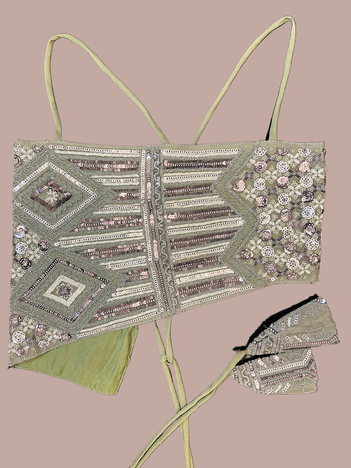 Green Asymmetric Crop Top